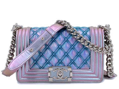 Chanel 18S Purple Mermaid Iridescent Water Boy Flap Bag Small 